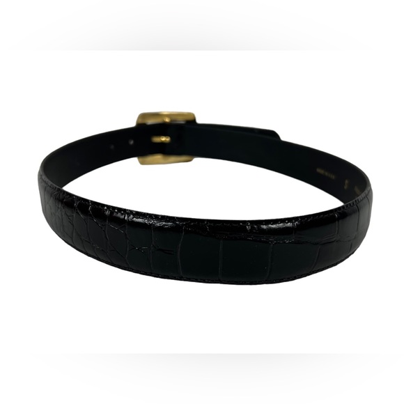 Garfinckel's Small Alligator Grain Steerhide Belt Made in USA Gold Tone Buckle - Picture 4 of 14